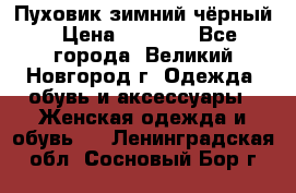 Пуховик зимний чёрный › Цена ­ 2 500 - Все города, Великий Новгород г. Одежда, обувь и аксессуары » Женская одежда и обувь   . Ленинградская обл.,Сосновый Бор г.